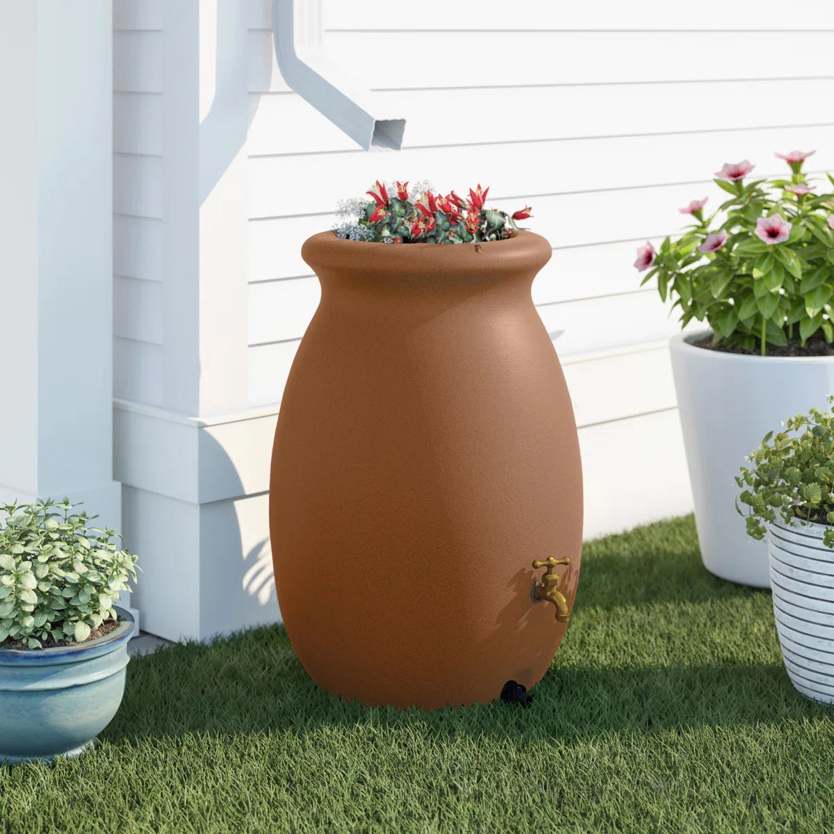 August Grove&amp;reg; Bournon 50 Gal. Plastic Dual Overflow Rain Barrel &amp;amp; Reviews | Wayfair