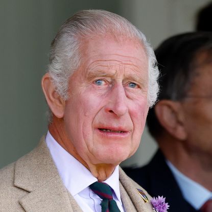 King Charles looks sad while attending The Braemar Gathering in Scotland on September 2, 2023