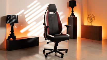 The Noblechairs Legend in black, white and red, in a modern-styled office