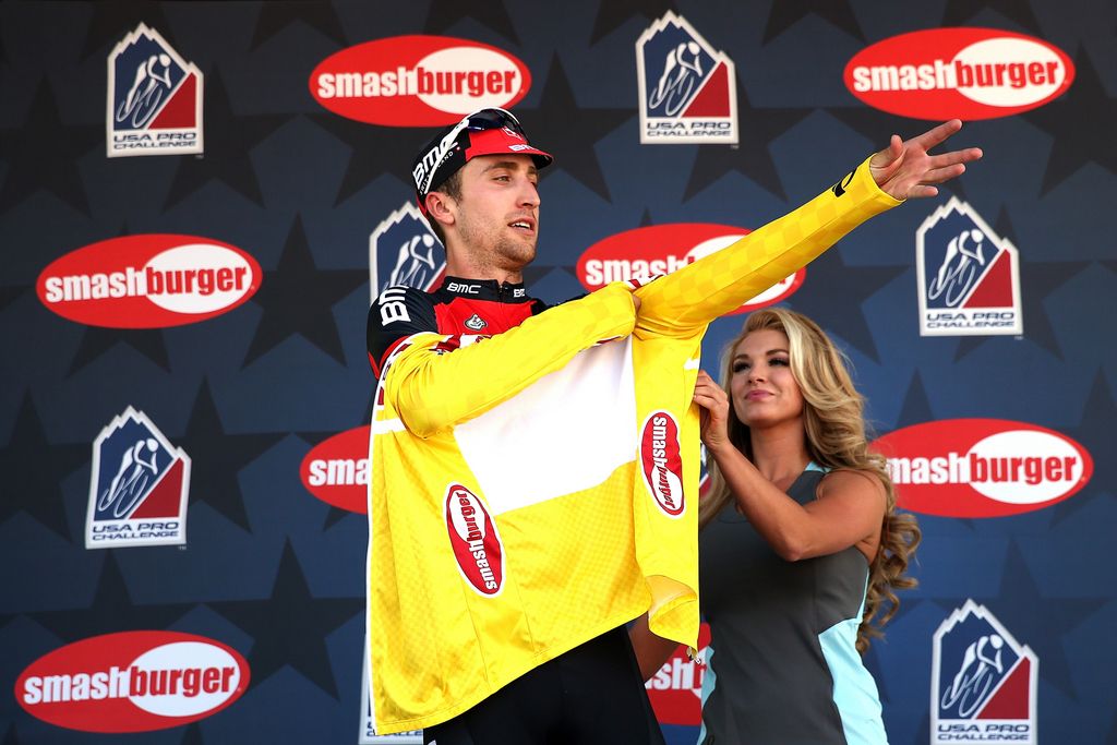 Taylor Phinney pulls on the yellow jersey
