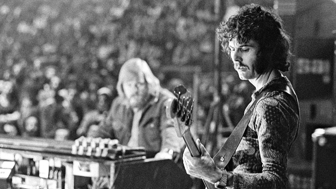 Keyboard player Barry Beckett and bassist David Hood of the Muscle Shoals Rhythm Section (The Swampers) perform on stage with Traffic at the Palazzo dello Sport in Rome on March 29 1973.