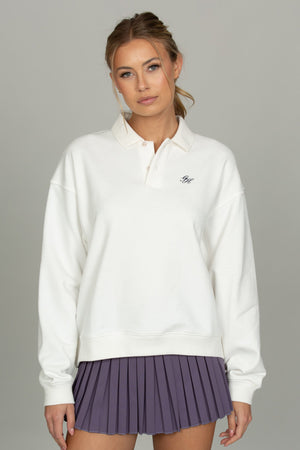 White Long Sleeve Polo
