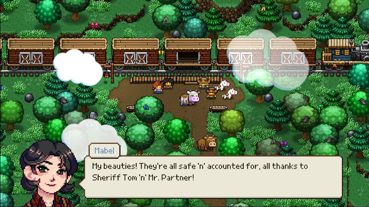 A pixel art frontier town