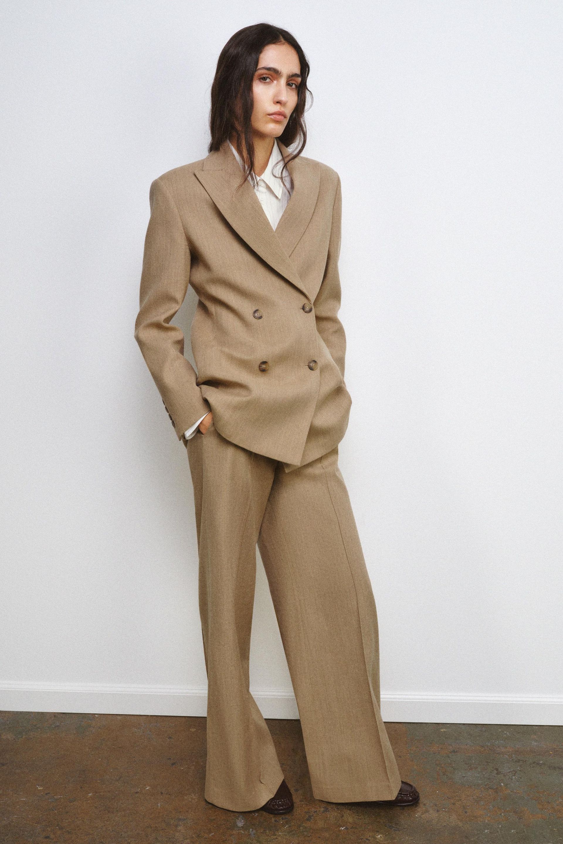 Trousers With Wool Seam Detail Zw Collection