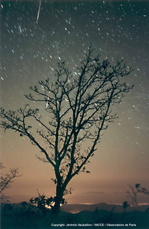 French skywatcher Jeremie Vaubaillon captured this image during the 2001 Leonid meteor shower from South Korea.