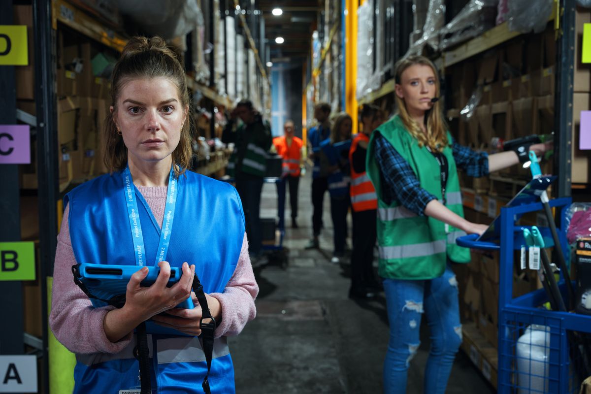 Life and Death in the Warehouse stars Aimee-Ffion Edwards (front) and Poppy Lee Friar.