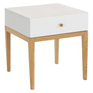 Tatsuma White Bedside Unit with wooden legs