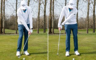 PGA pro Ben Emerson demonstrating two common faults when it comes to chipping