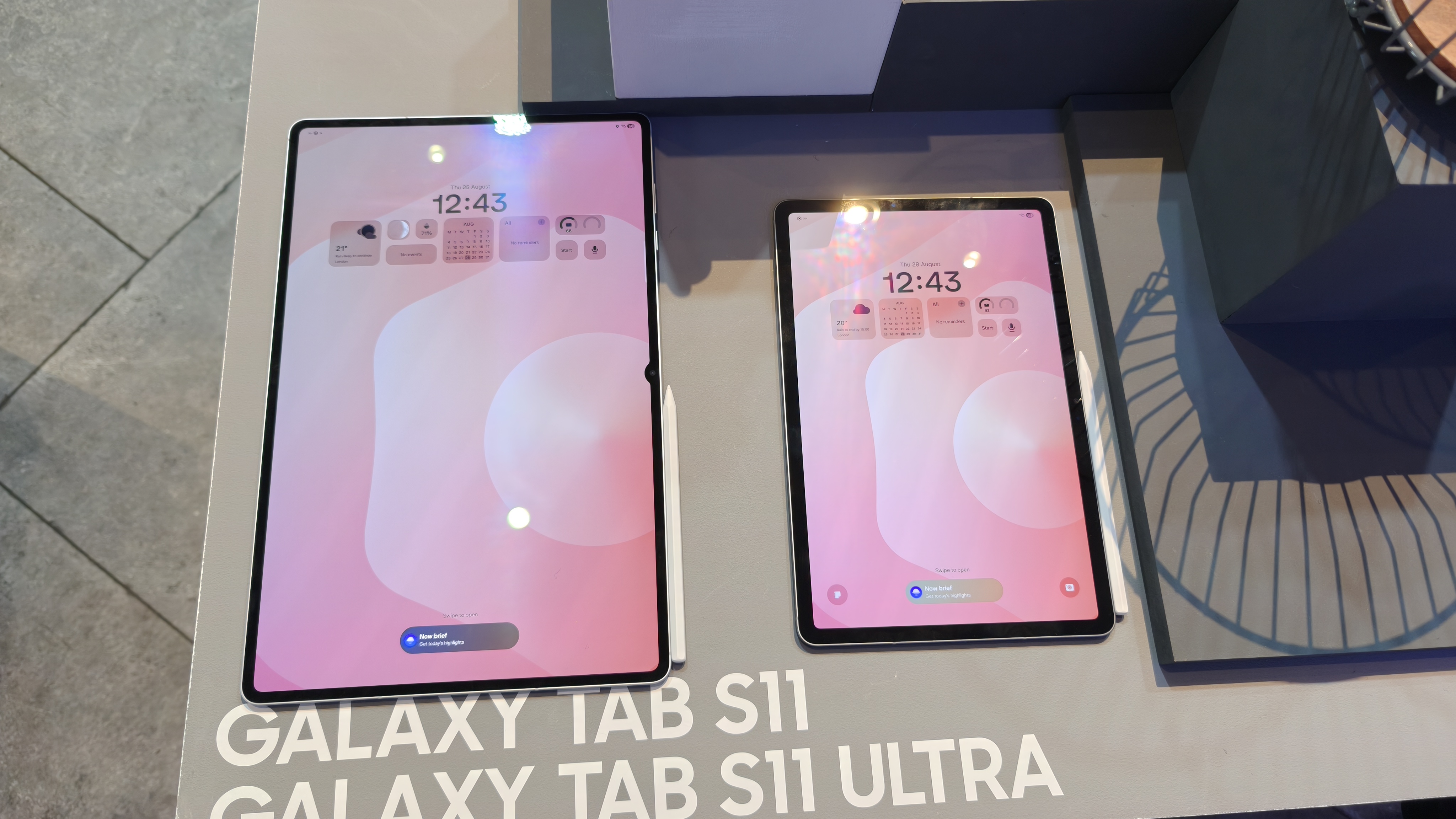The Samsung Galaxy Tab S11 Ultra next to the Samsung Galaxy Tab S11