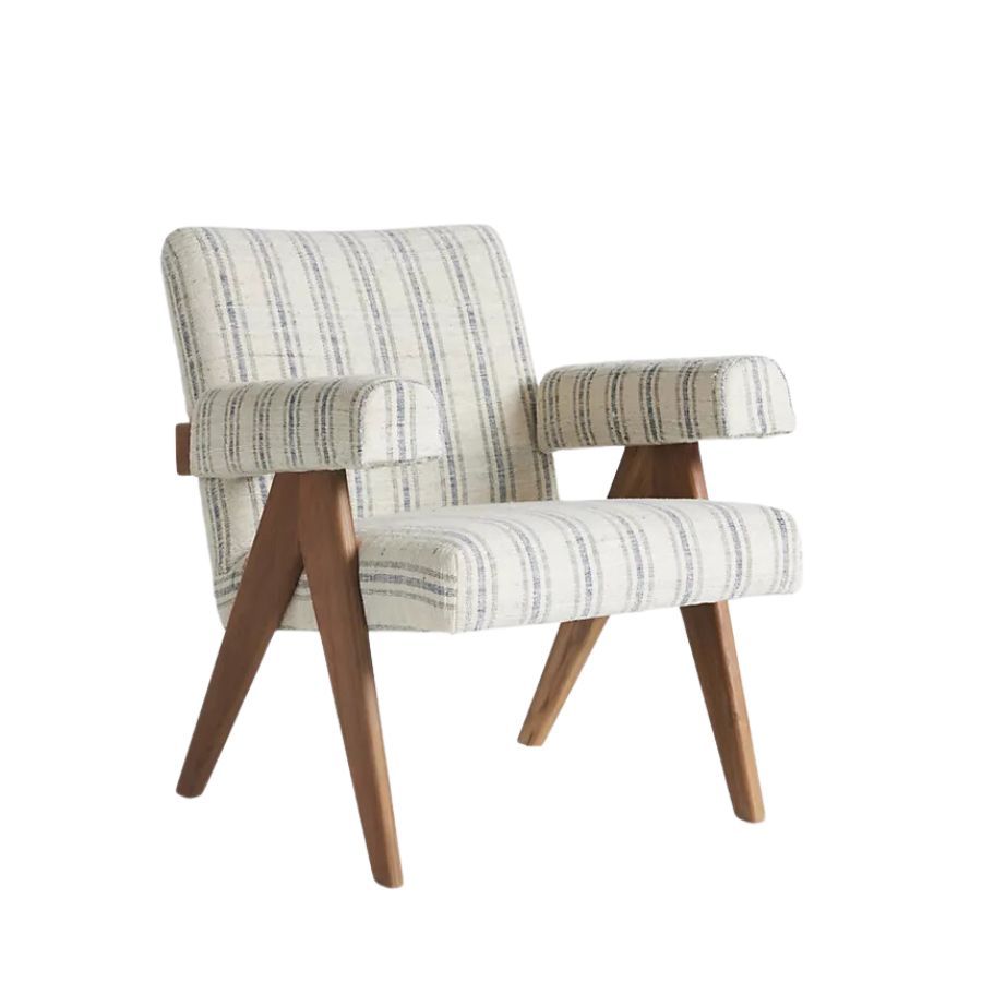 ticking stripe upholstered chair