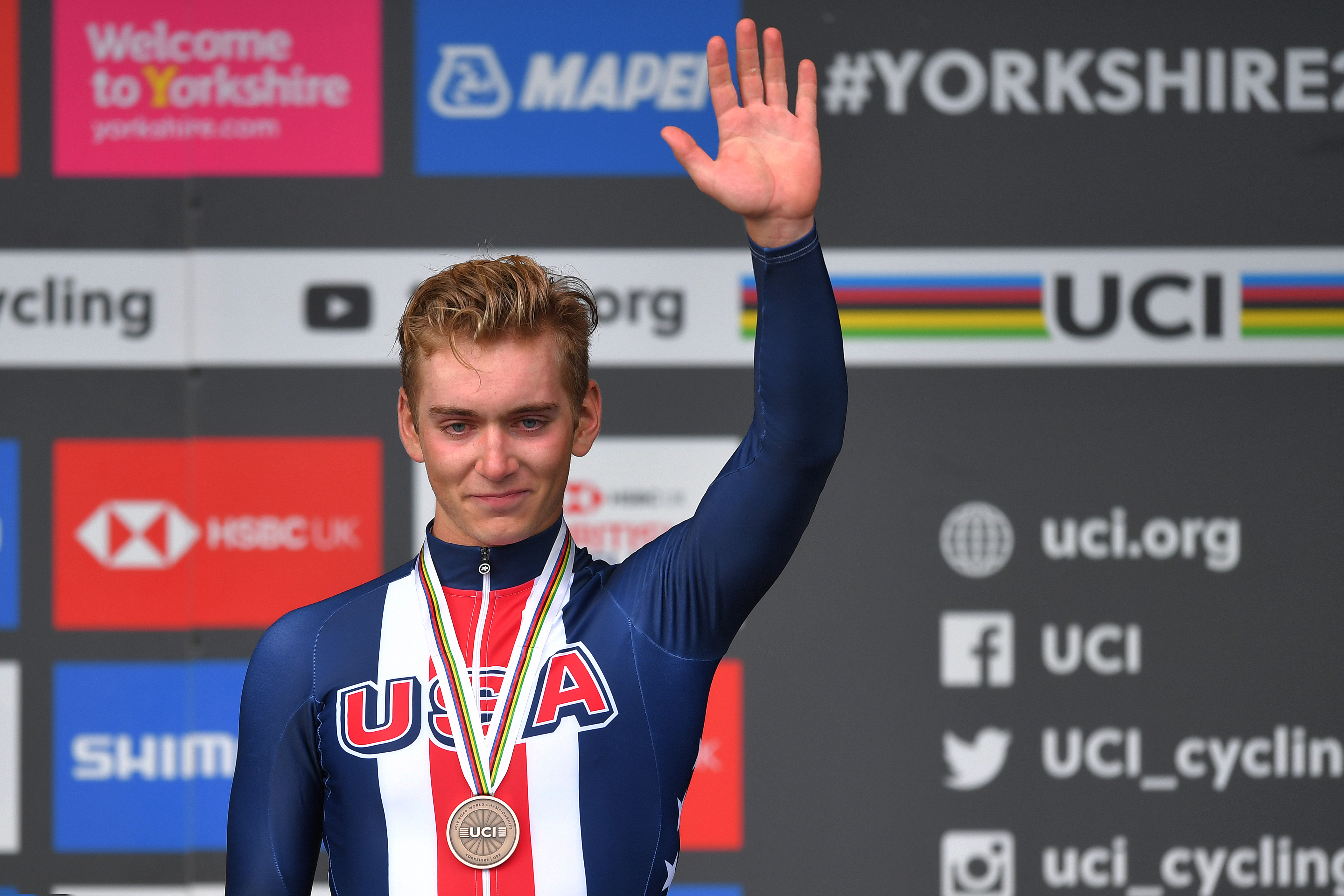 Magnus Sheffield aux Championnats du monde sur route 2019 à Harrogate, Yorkshire