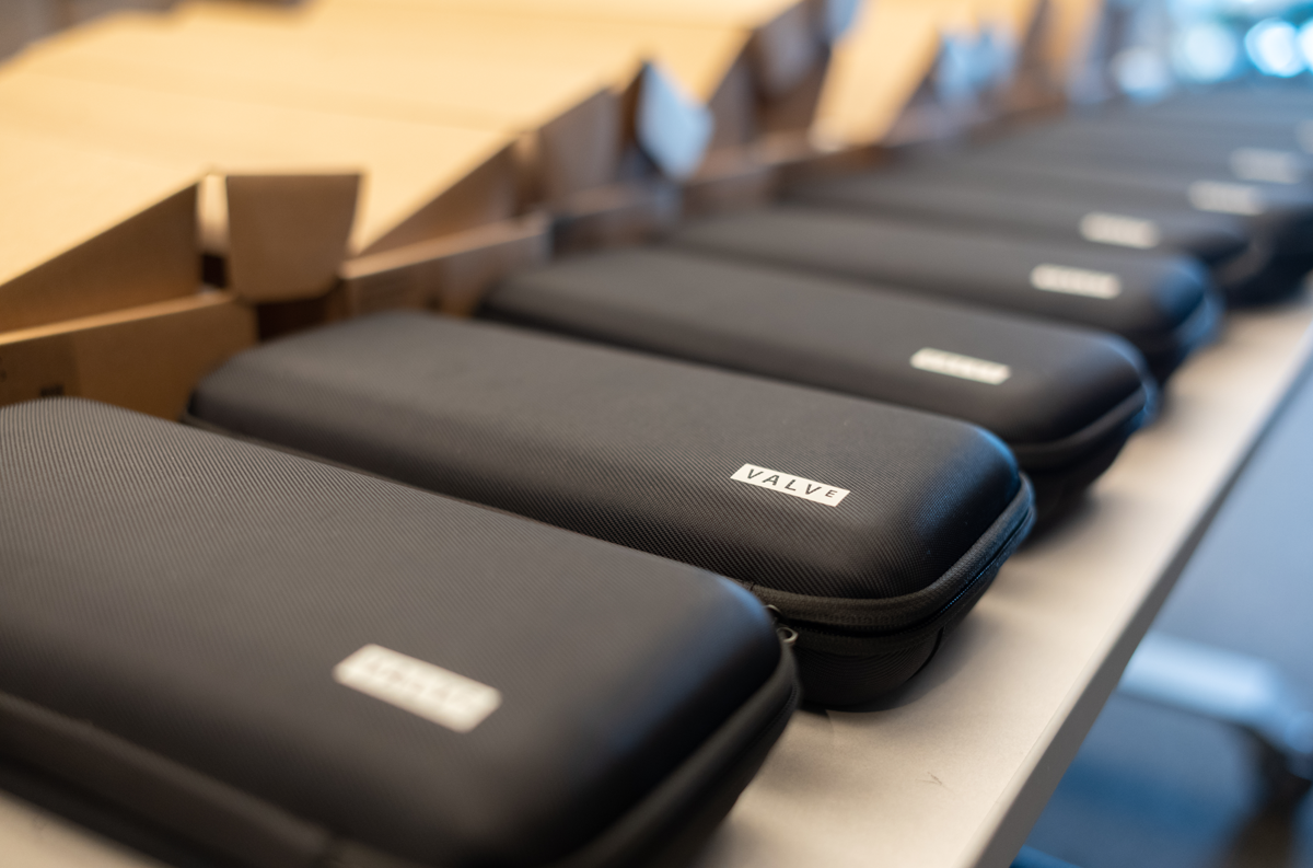 Images of the Steam Deck dev-kits before packing.
