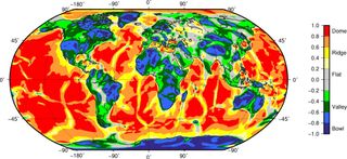 GOCE's global tectonic map, plotted by measuring changes in gravitational pull across the Earth.
