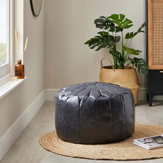 Moroccan Pouffe Black