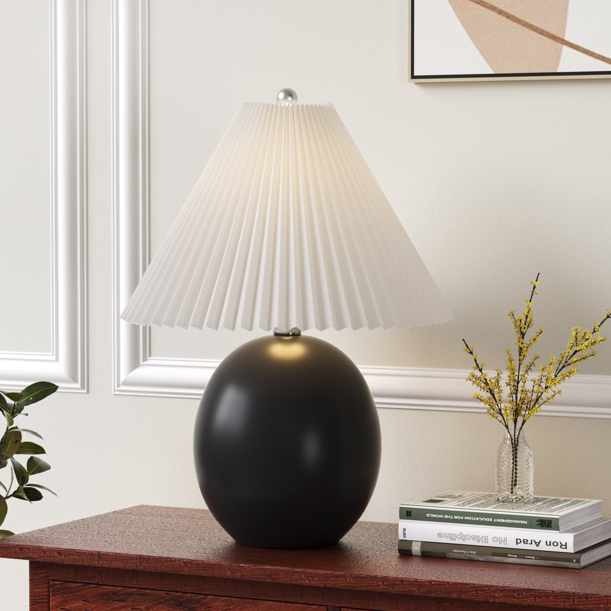 Latitude Run&amp;reg; Mandilyn 20.47 In. Modern Ceramic for Bedroom/living Room Bedside Desk Nightstand Single Table Lamp With Linen Empire Shade &amp;amp; Reviews | Wayfair