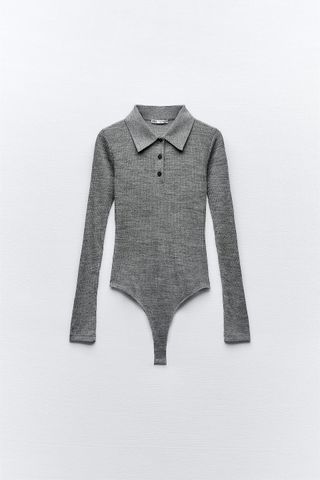 Zara gray collared bodysuit