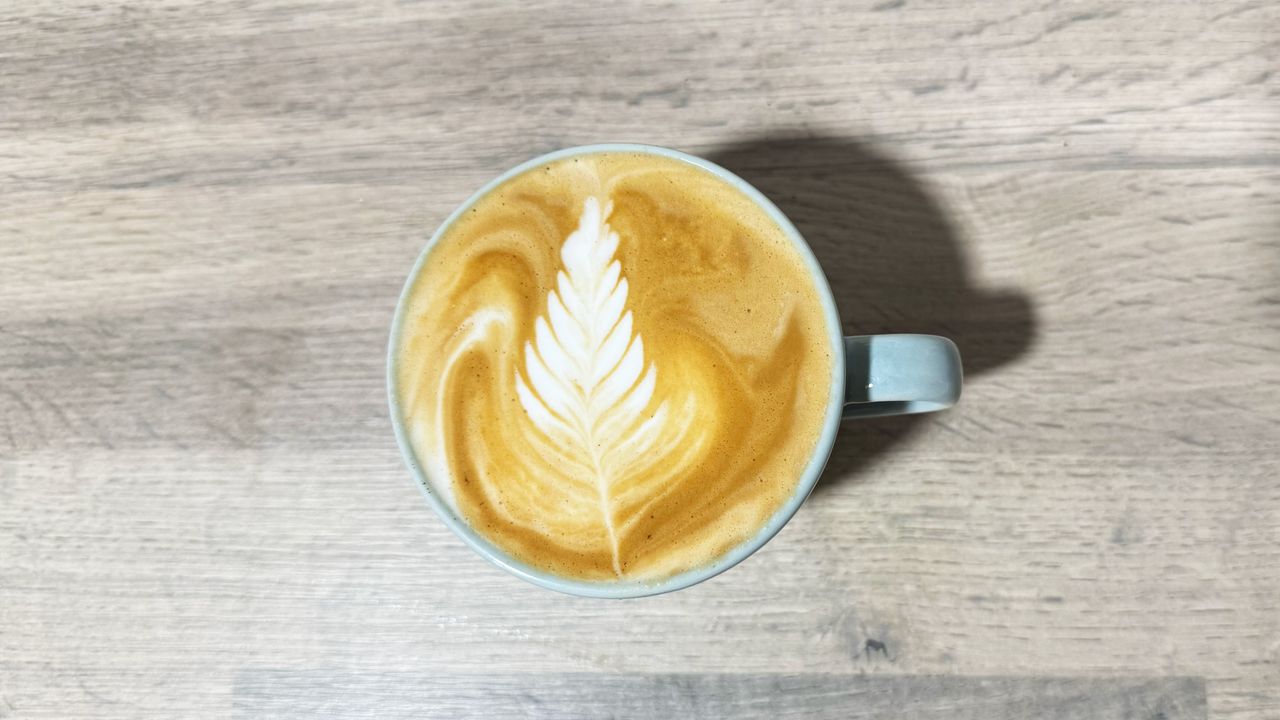 a photograph of latte art made on the de'longhi stilosa