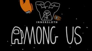 The title screen for Among Us. 