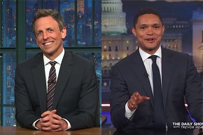 Seth Meyers and Trevor Noah laugh at Trump and his Times interview