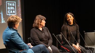 Hannah Johnson (right) speaking on a This Girl Can panel