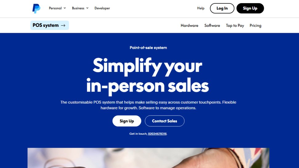 Website screenshot of PayPal Point of Sale (February, 2026)