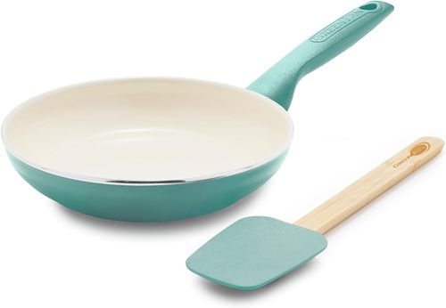 Rio Healthy Ceramic Nonstick Frying Pan Skillet and Silicone Spatula