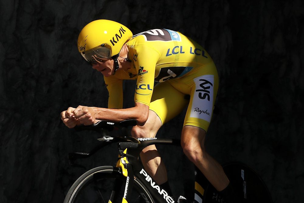 Chris Froome onhis way to second place in the stage 13 time trial at the Tour de France.
