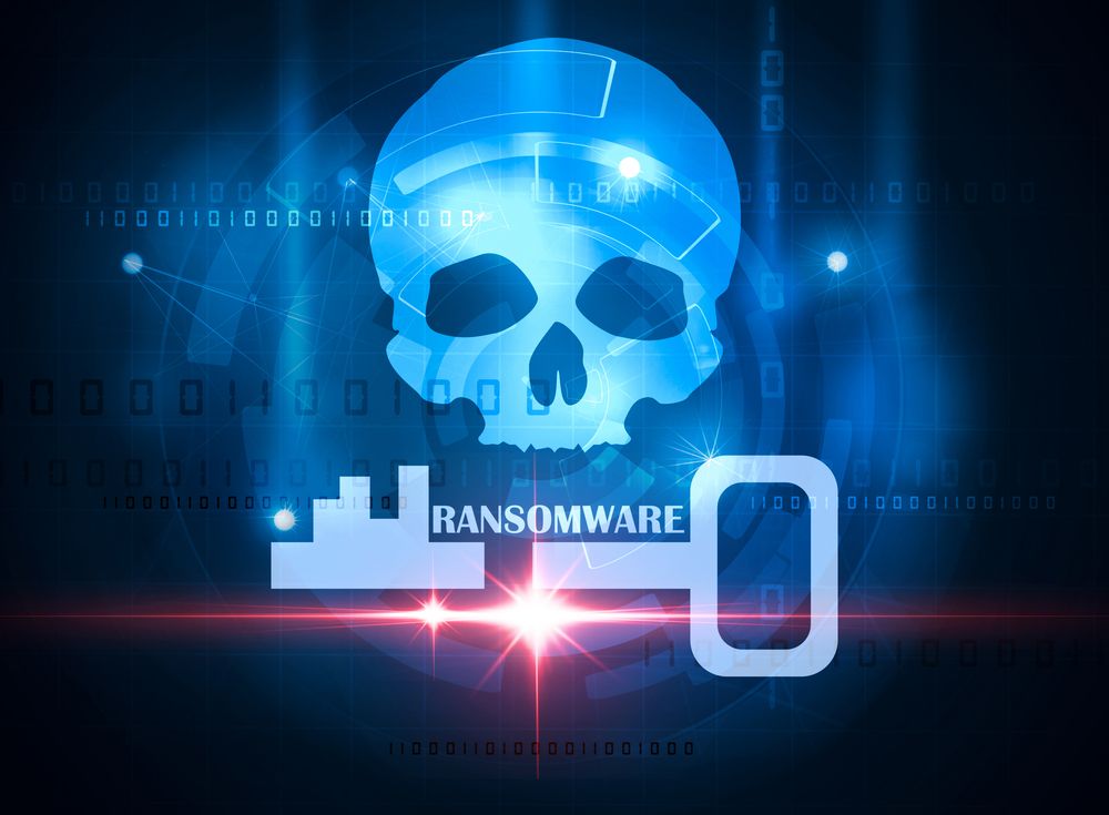 Skull and Key ransomware depiction 