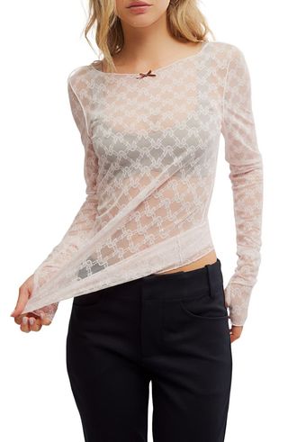 From Me to You Long Sleeve Sheer Lace T-Shirt