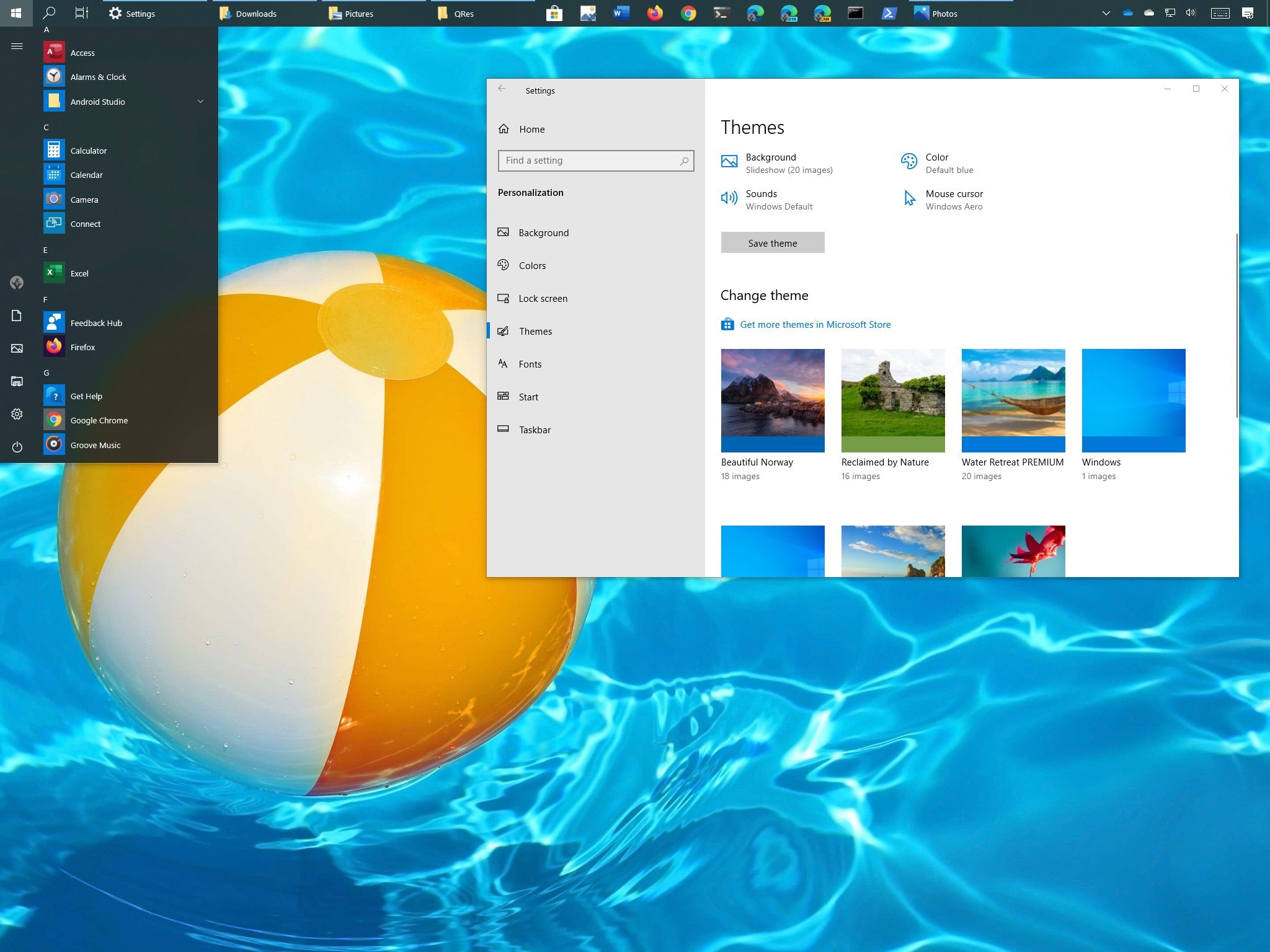 Appearance customization of Windows 10