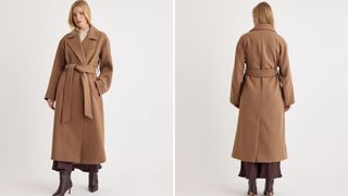 Nobody’s Child Oversized Camel Belted Wool Blend Coat