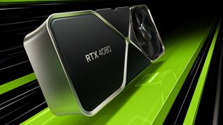 Nvidia GeForce RTX 4080 on a green background