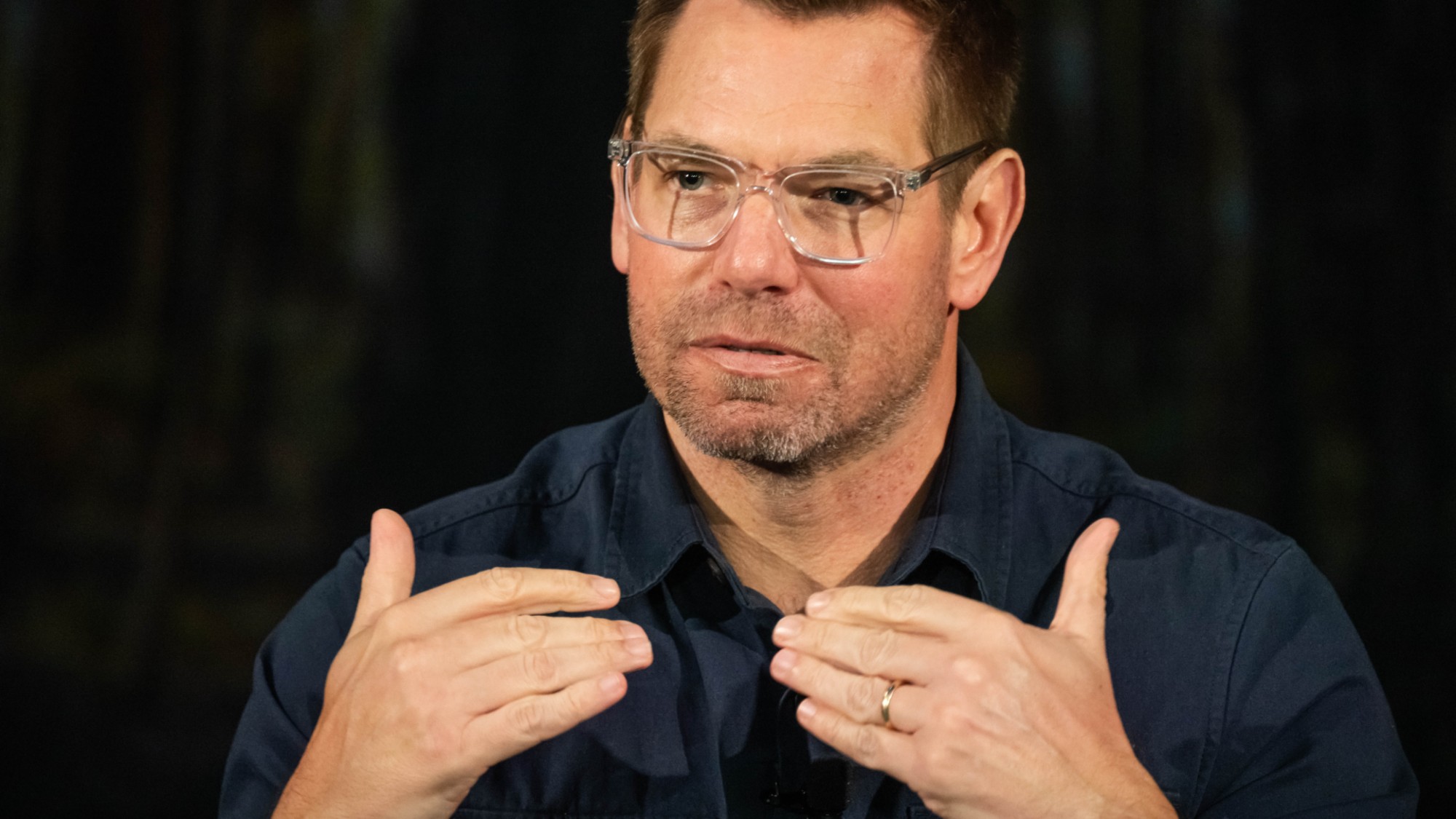 Pasadena, CA - January 28:Candidate for governor Rep. Eric Swalwell attends a climate-focused forum at the Lineage Performing Arts Center in Pasadena on Wednesday evening, January 28, 2026. (Photo by Sarah Reingewirtz/MediaNews Group/Los Angeles Daily News via Getty Images)