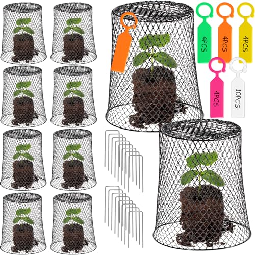 10 Pcs 11inch Chicken Wire Plant Covers,green Wire Garden Cloches Chicken Wire Cloche Plant Protector Metal Heavy Duty Garden Plant Cloche for Keeping Bunnies Chicken Squirrels Birds Other Out