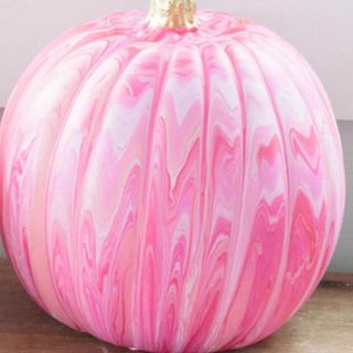 Elizabeth Jones's pink-poured on paint pumpkin