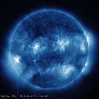 335 Angstrom Wavelength Image of Solar Flare Oct. 22, 2012