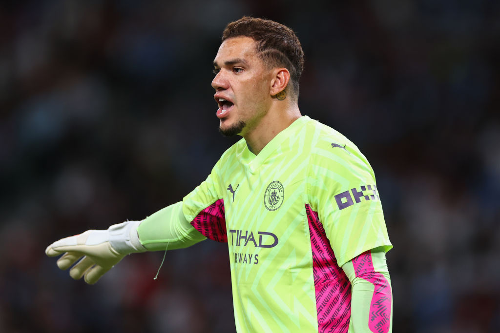 Ederson of Manchester City during the preseason friendly match between Manchester City and Bayern Muenchen at National Stadium on July 26, 2023 in Tokyo, Japan.