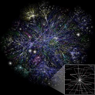 Partial map of the Internet based on the January 15, 2005 data found on opte.org. Each line is drawn between two nodes, representing two IP addresses. The length of the lines are indicative of the delay between those two nodes. Credit: Creative Commons | 