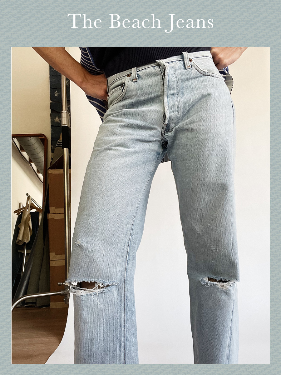 Jane Herman in light-wash distressed jeans.