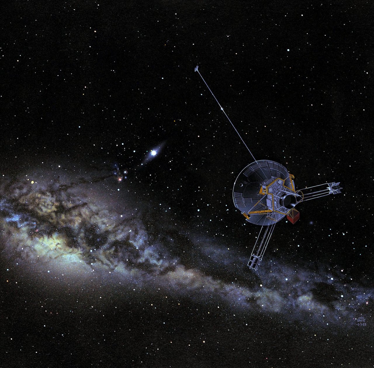 Een illustratie van de Pioneer 10 sonde.