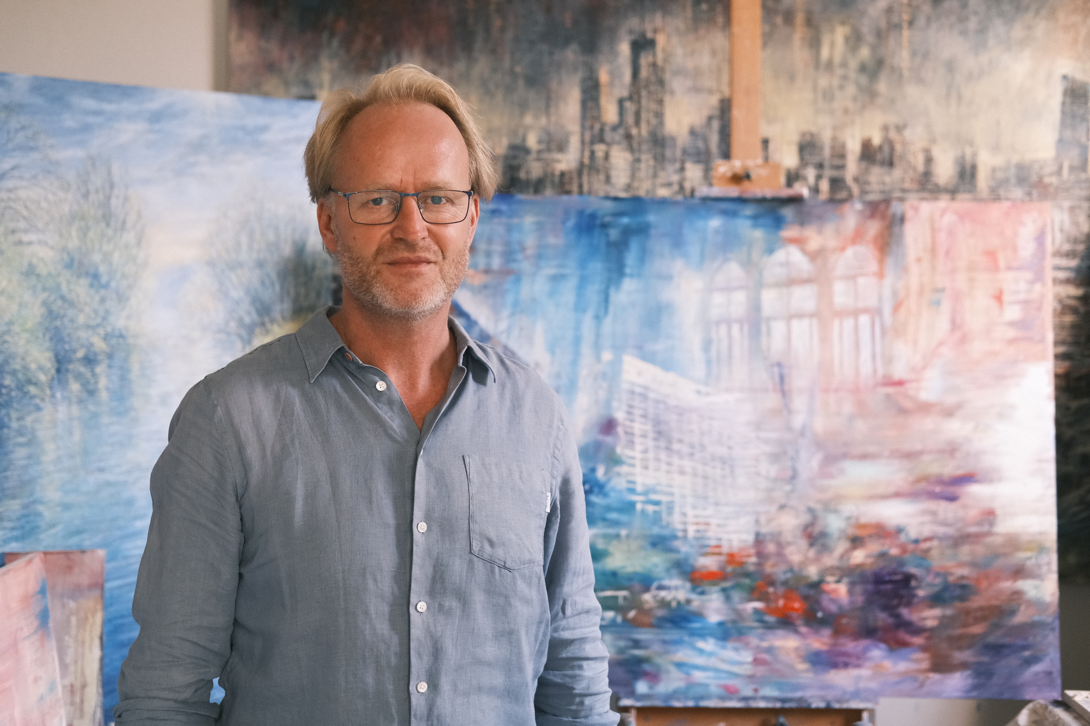 The artist in his studio.