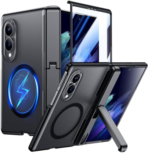 Temdan for Samsung Galaxy Z Fold 8 Case,[compatible With Magsafe][built-In Hd Screen Protector & Kickstand][hinge Protection] Translucent Matte Full-Body Shockproof Phone Case for Z Fold 8 Wide,black