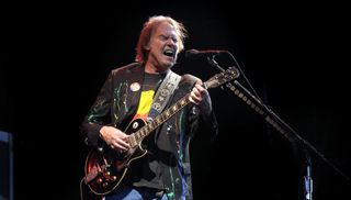 Neil Young performs live onstage at the Flemington Race Course in Melbourne, Australia on January 26, 2009