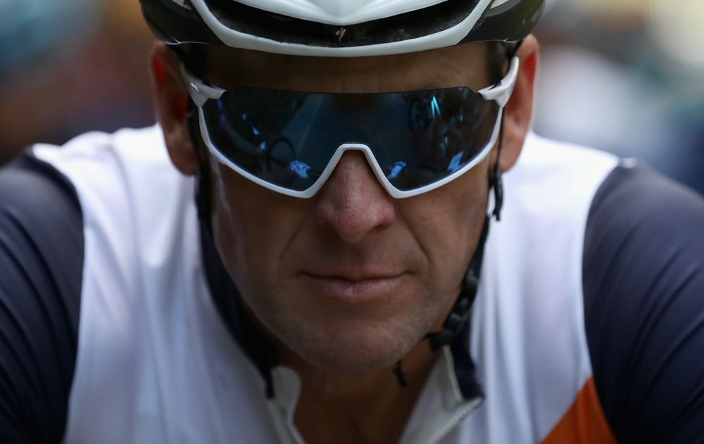Lance Armstrong rides in the La Ruta de Los Conquistadores on November 3, 2018, in Limon, Costa Rica.