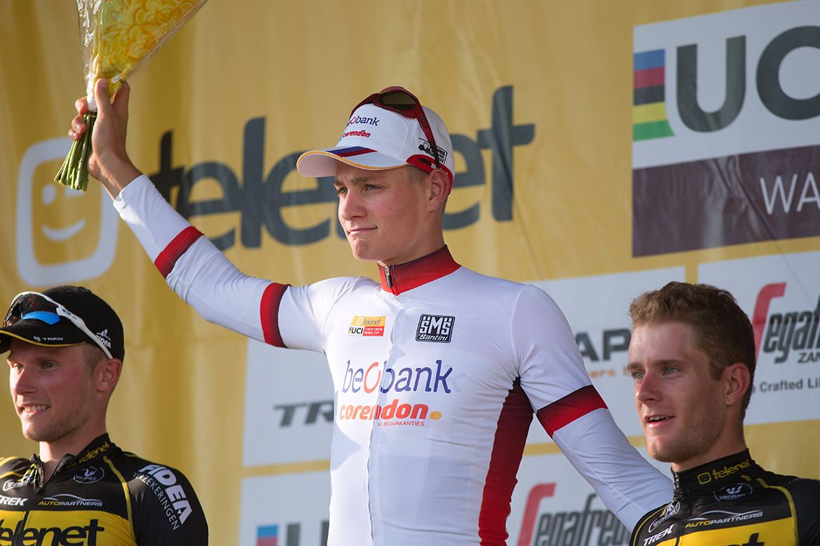 World Cup leader Mathieu van der Poel (Beobank-Corendon) on top step of the podium