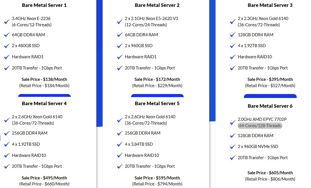Atlantic.net bare metal hosting plans