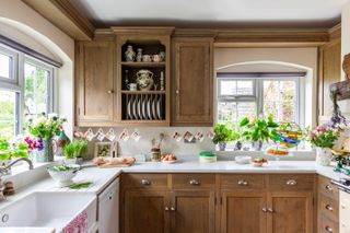 wooden kitchen cabinets with butler sink