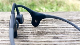 Close up of Mojawa Run Plus bone-conduction headphones