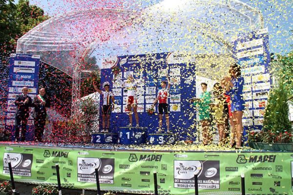 Colorful confetti at the women's awards ceremony.