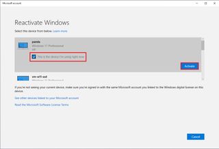 Windows 10 reactivate option